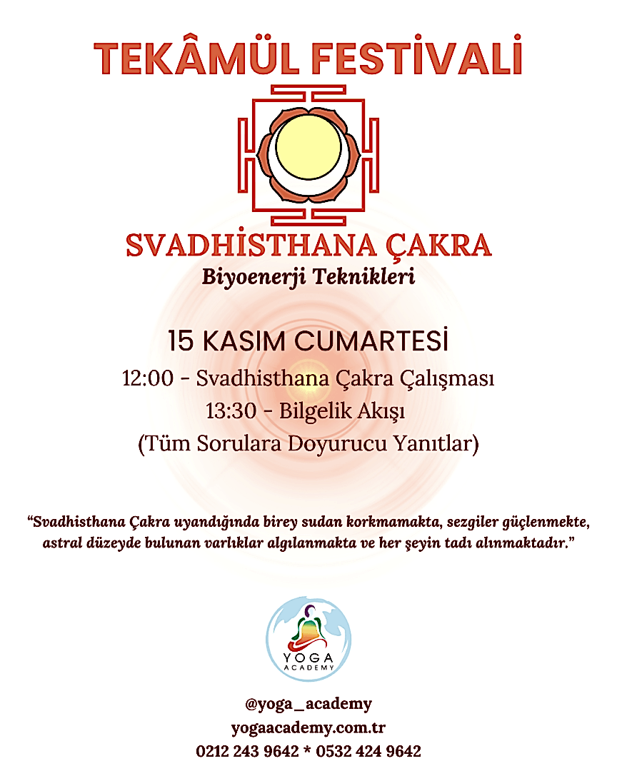 15 Kasım Tekâmül Festivali - Svadhisthana Çakra Çalışması